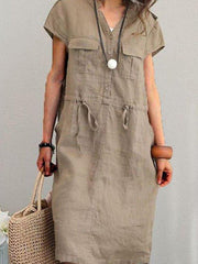 Brown Short Sleeve Vintage Dresses