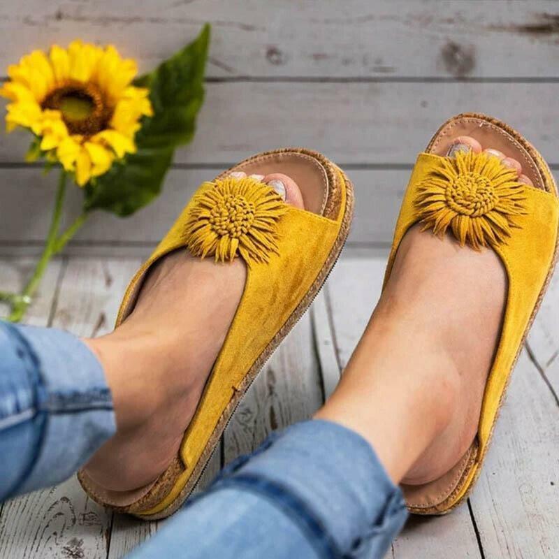 Women Elegants Flower Slip on Sandals