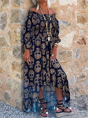 Casual Print Long Sleeve Dresses