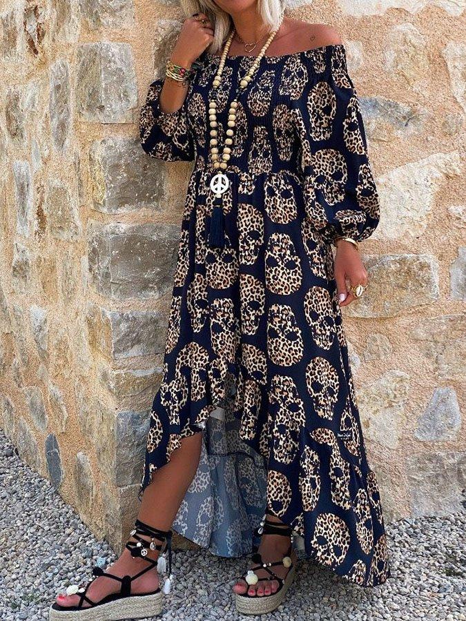 Casual Print Long Sleeve Dresses