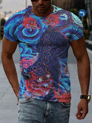 Casual Printed Crew Neck Short Sleeve Tops