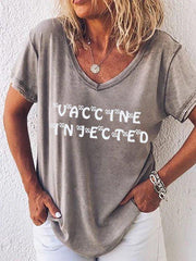 Casual Printed Short Sleeve V Neck Tops