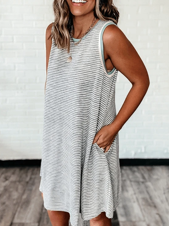 Casual Living Striped Basic O Neck A Line Midi Dresses
