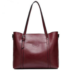 Soft Genuine Leather Solid Shoulder Handbag For Woman