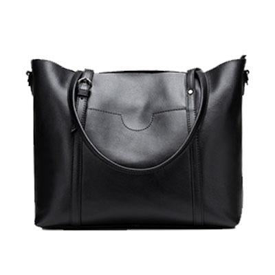 Soft Genuine Leather Solid Shoulder Handbag For Woman