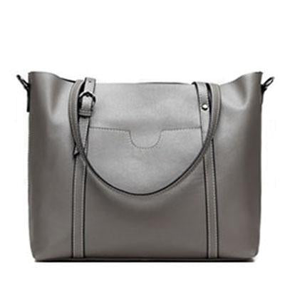 Soft Genuine Leather Solid Shoulder Handbag For Woman