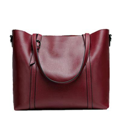 Soft Genuine Leather Solid Shoulder Handbag For Woman