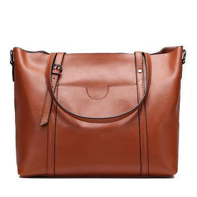 Soft Genuine Leather Solid Shoulder Handbag For Woman