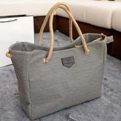 Woman Big Canvas Tote Sling Bags Over Shoulder