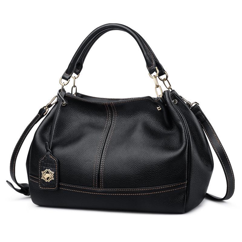 Black Quality Genuine Leather Luxury Shoulder Handbag For Woman