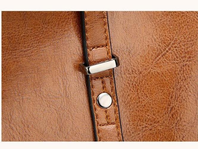 Oil Wax Leather Retro Vintage Style Crossbody Bag For Woman