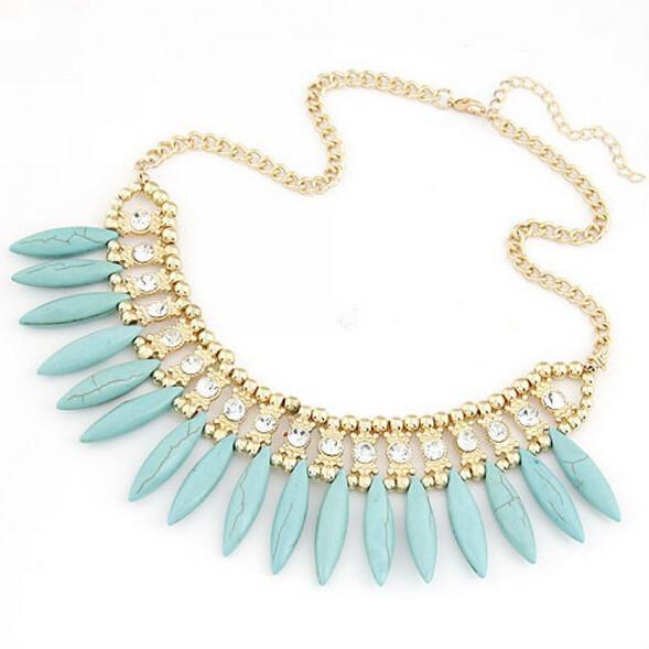 Crystal Pendant Chain Choker Chunky Statement Bib Woman Necklace