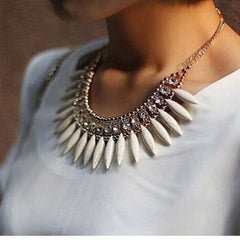 Crystal Pendant Chain Choker Chunky Statement Bib Woman Necklace