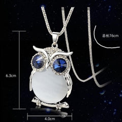 Woman Crystal Owl Pendant Rhinestone Necklace