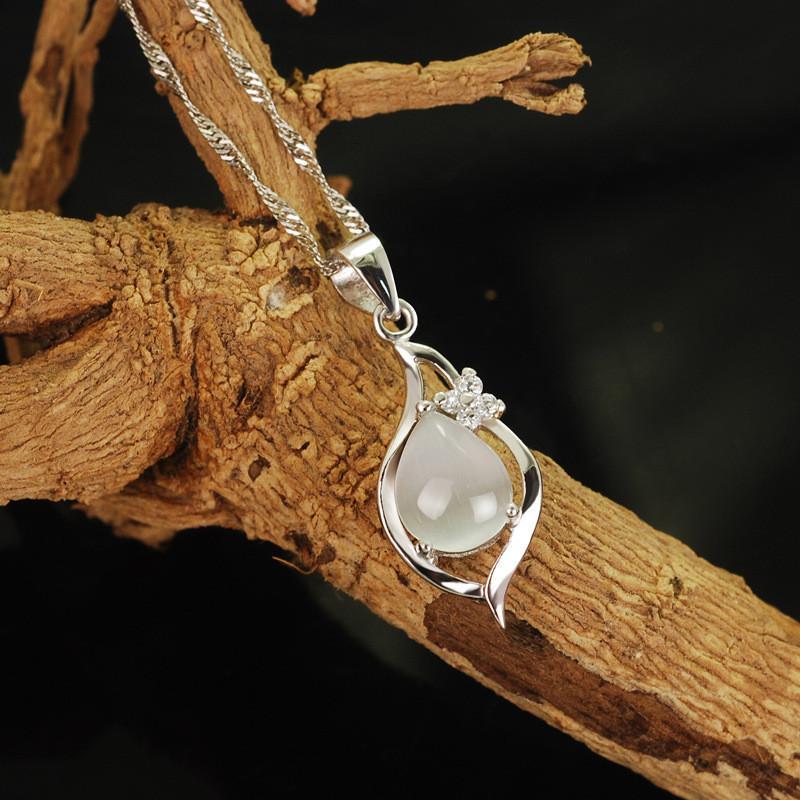 Fashion Opal 100% Pure 925 Sterling Silver Necklace