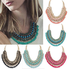 Bohemian Tassels Fringe Drop Vintage Weave Multiplayer Collar Choker Necklace