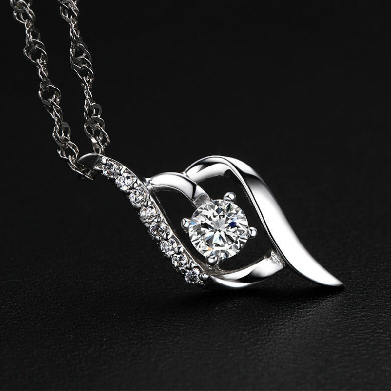 Fashion Crystal 100% Pure 925 Sterling Silver Necklace