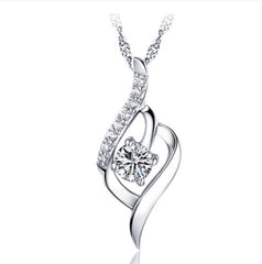 Fashion Crystal 100% Pure 925 Sterling Silver Necklace