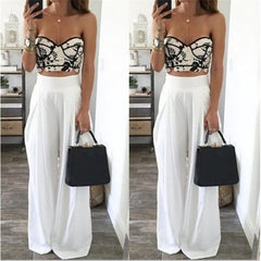 Wide Leg High Waist Casual Trousers Pants