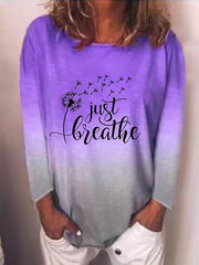 Round neck Dandelion layered long sleeve T-shirts