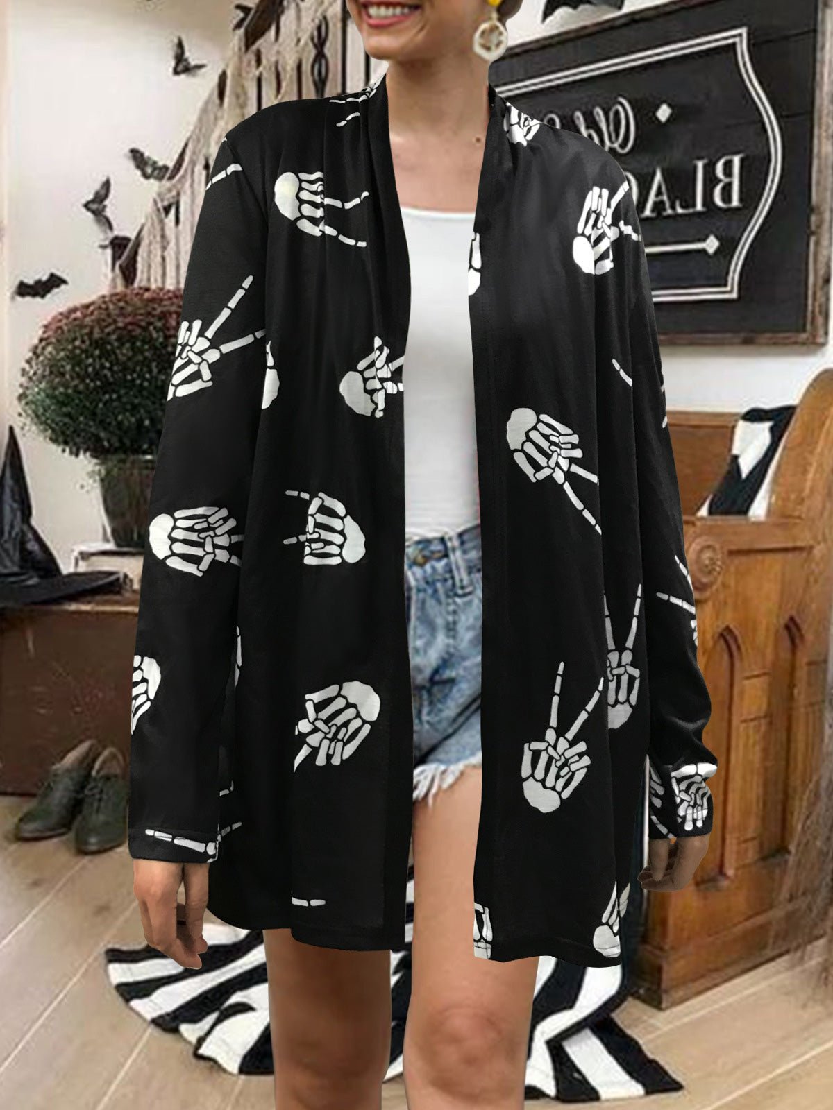 Women's Cardigans Printed Long Sleeve Casual Halloween Cardigan