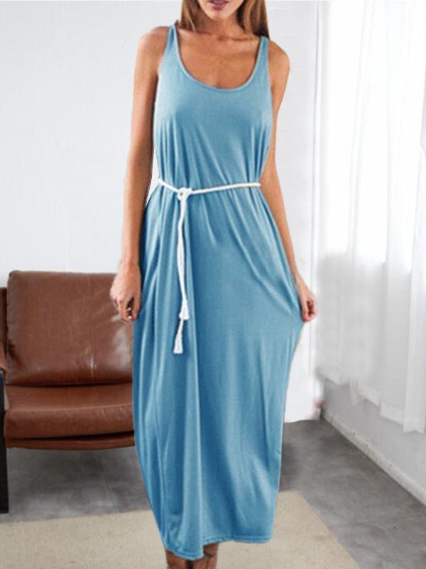 Women's Dresses Loose U-Neck Backless Sleeveless Maxi Dresses