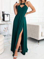 Women's Dresses Solid Halter Hollow Sleeveless Slit Dress