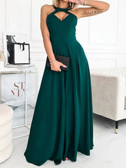 Women's Dresses Solid Halter Hollow Sleeveless Slit Dress