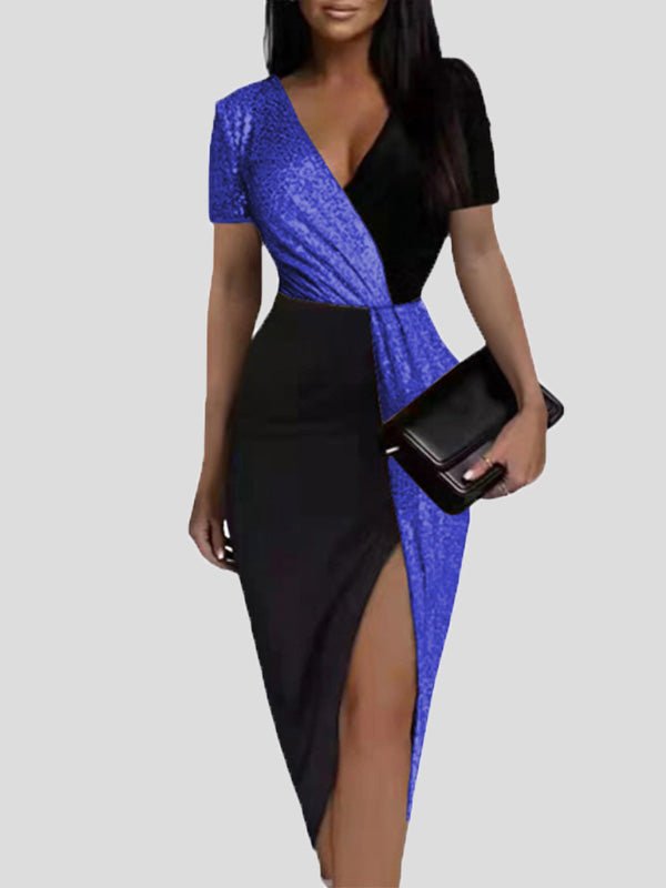 Women's Dresses V-Neck Short Sleeve Slit Bodycon Dresses