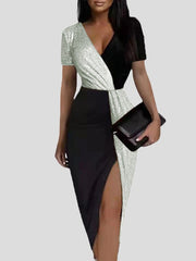 Women's Dresses V-Neck Short Sleeve Slit Bodycon Dresses