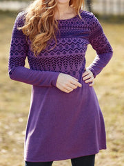 Women's Dresses Vintage Printed Round Neck Long Sleeve Dress