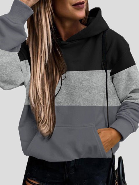 Women's Hoodies Casual Contrast Pocket Long Sleeve Hoody