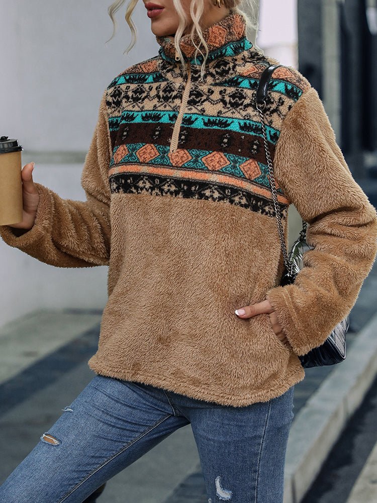 Women's Hoodies Colorblock Geometric Printed Sweatshirt
