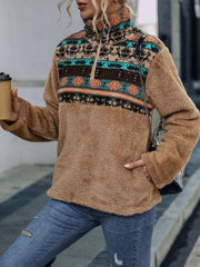 Women's Hoodies Colorblock Geometric Printed Sweatshirt