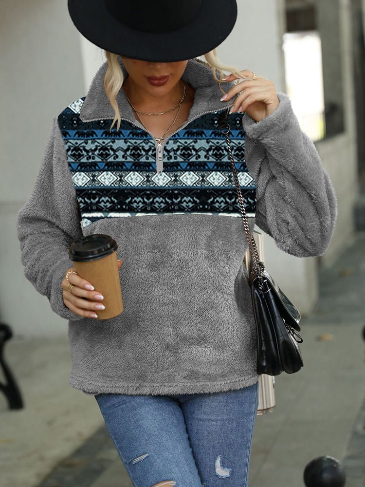 Women's Hoodies Colorblock Geometric Printed Sweatshirt