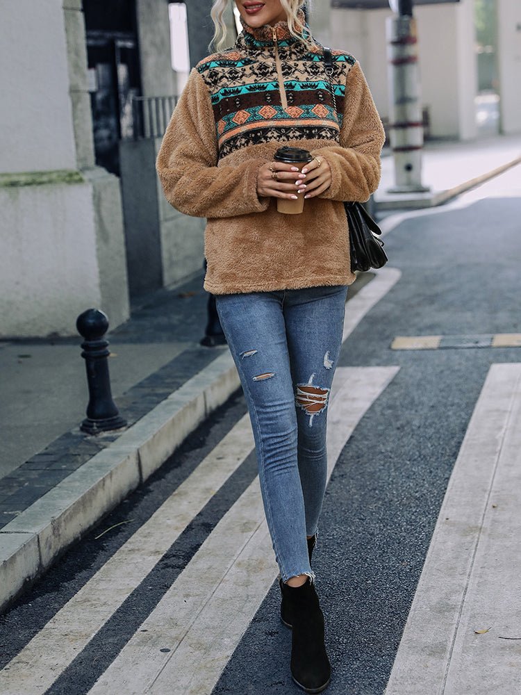 Women's Hoodies Colorblock Geometric Printed Sweatshirt