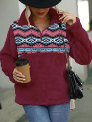 Women's Hoodies Colorblock Geometric Printed Sweatshirt