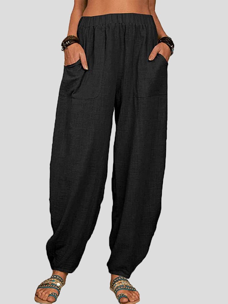 Women's Pants Loose Solid Pocket Harem Trousers