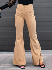 Women's Pants Solid High Waist Micro Flared Casual Pants