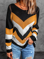 Women's Sweaters Colorblock Long Sleeve Knit Fashion Sweaters