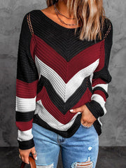Women's Sweaters Colorblock Long Sleeve Knit Fashion Sweaters
