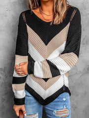 Women's Sweaters Colorblock Long Sleeve Knit Fashion Sweaters