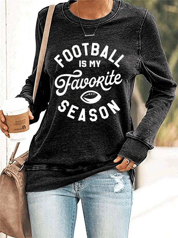 Women's T-Shirts Letter Print Round Neck Pullover Long Sleeve T-Shirt